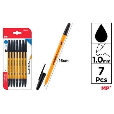 BOLIGRAFOS NEGRO SOFT PUNTA 1.0MM 7UDS H32 - H33