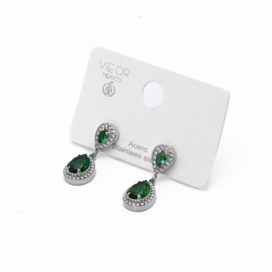 ARETES ZO13963E Plateado Verde Acero Inoxidable -G35