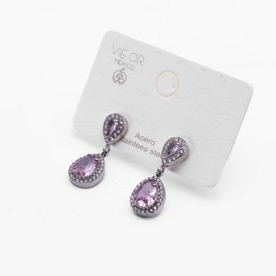 ARETES ZO13963E Plateado Rosa Acero Inoxidable -G35