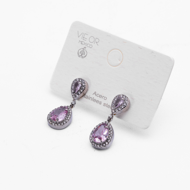 ARETES ZO13963E Plateado Rosa Acero Inoxidable -G35