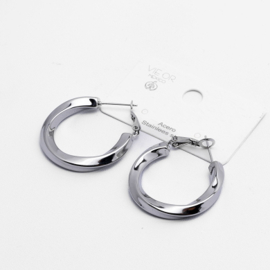 ARETES ZO14015E/30MM Plateado Acero Inoxidable -F310