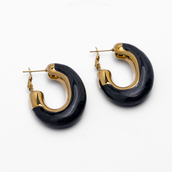 ARETES ZO13252E Dorado Negro Acero Inoxidable -F35