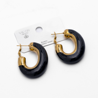 ARETES ZO13252E Dorado Negro Acero Inoxidable -F35