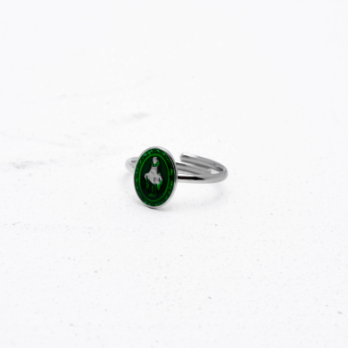 ANILLO ZO13348R Plateado Verde Acero Inoxidable -A28