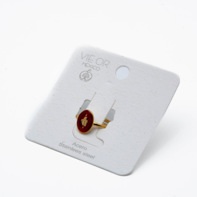 ANILLO ZO13348R Dorado Rojo Acero Inoxidable -A28