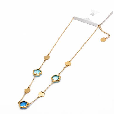 COLLAR ZO14519N/10MM/40+5CM DORADO AZUL Acero Inxidable E59