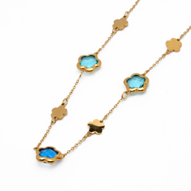 COLLAR ZO14519N/10MM/40+5CM DORADO AZUL Acero Inxidable E59