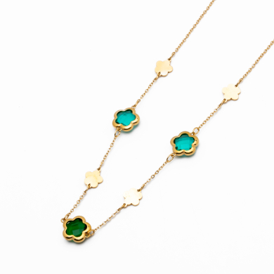 COLLAR ZO14519N/10MM/40+5CM DORADO VERDE Acero Inxidable E59