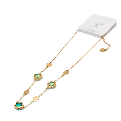 COLLAR ZO14519N/10MM/40+5CM DORADO VERDE Acero Inxidable E59