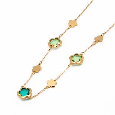 COLLAR ZO14519N/10MM/40+5CM DORADO VERDE Acero Inxidable E59