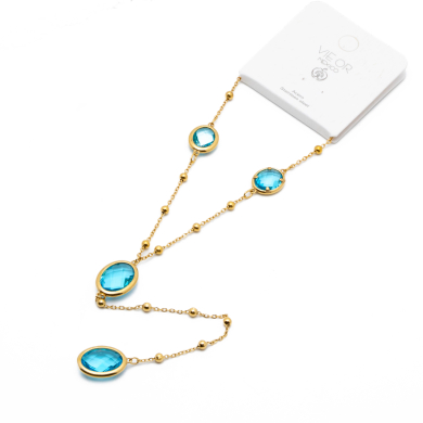 COLLAR ZO13492N DORADO AZUL Acero Inxidable E59