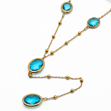 COLLAR ZO13492N DORADO AZUL Acero Inxidable E59