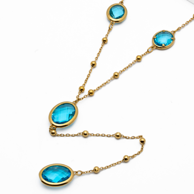 COLLAR ZO13492N DORADO AZUL Acero Inxidable E59
