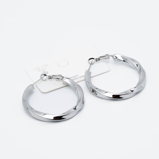 ARETES ZO14016E/40MM PLATEADO Acero Inoxidable F410