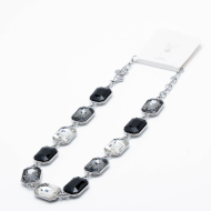COLLAR ZO13850N PLATEADO NEGRO Acero Inoxidable E46