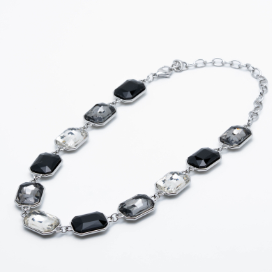 COLLAR ZO13850N PLATEADO NEGRO Acero Inoxidable E46