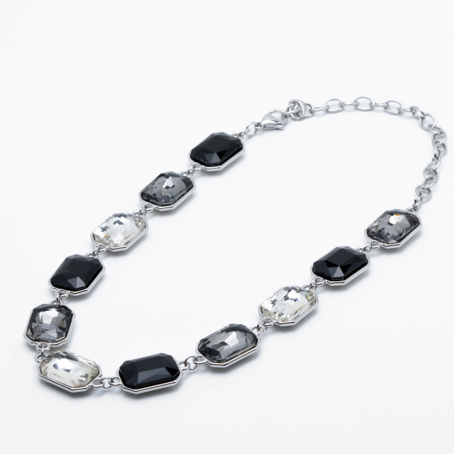 COLLAR ZO13850N PLATEADO NEGRO Acero Inoxidable E46