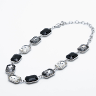 COLLAR ZO13850N PLATEADO NEGRO Acero Inoxidable E46
