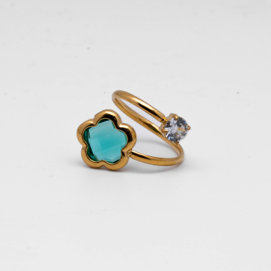 ANILLO ZO14521R/10MM DORADO VERDE Acero Inxidable A29