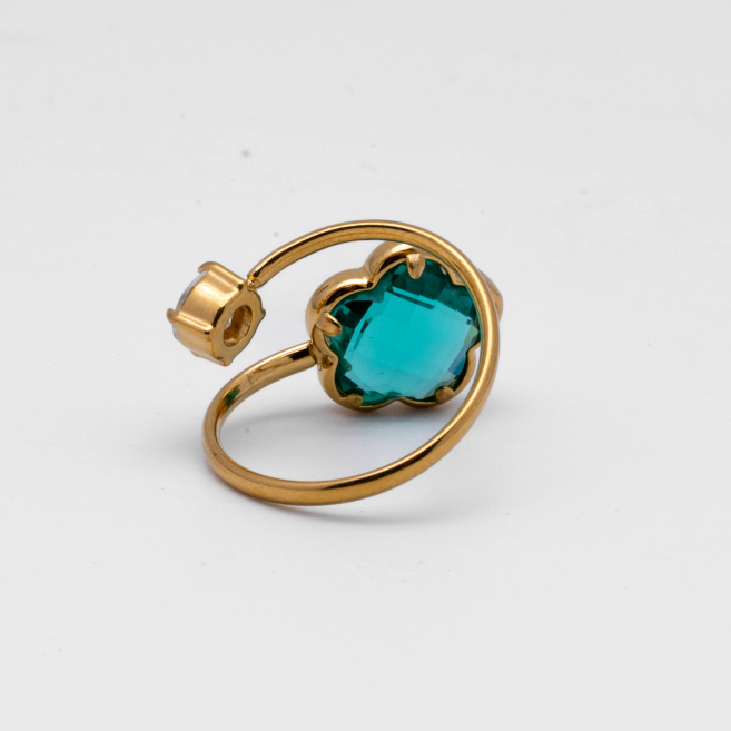 ANILLO ZO14521R/10MM DORADO VERDE Acero Inxidable A29