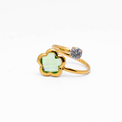 ANILLO ZO14521R/10MM DORADO VERDE Acero Inxidable A29