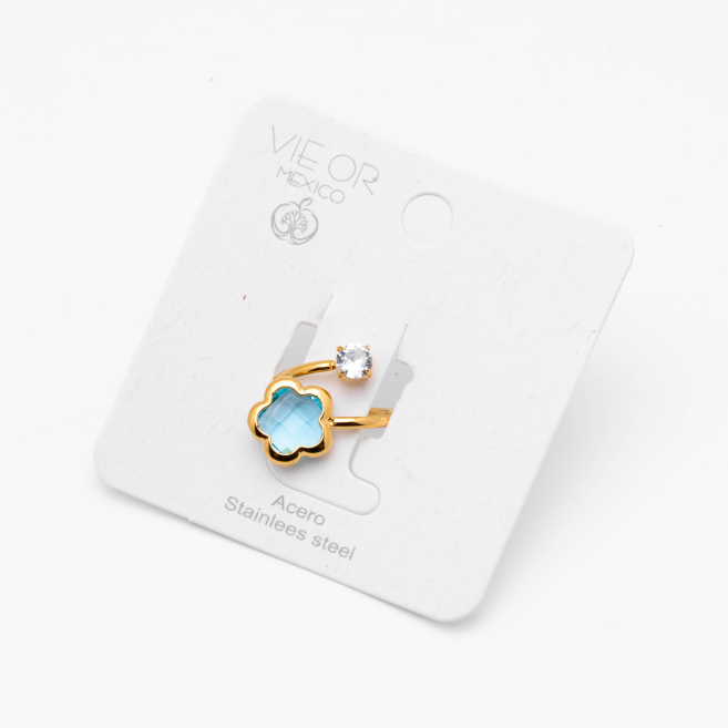 ANILLO ZO14521R/10MM DORADO AZUL Acero Inxidable A29