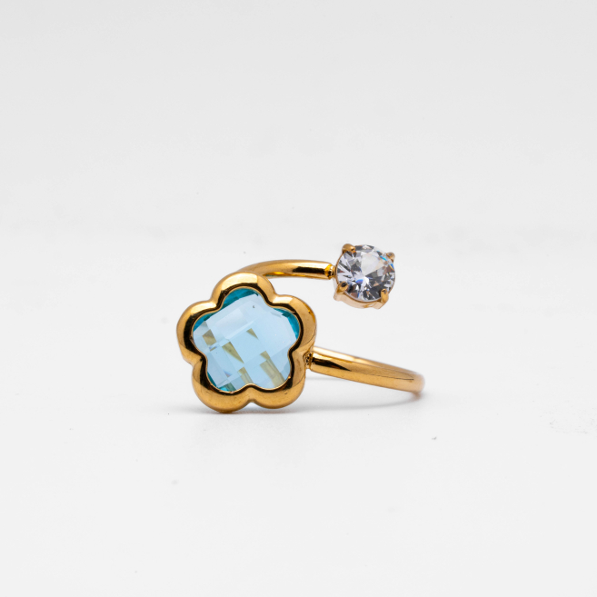 ANILLO ZO14521R/10MM DORADO AZUL Acero Inxidable A29