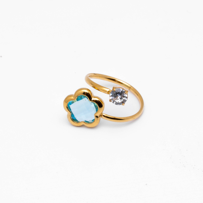 ANILLO ZO14521R/10MM DORADO AZUL Acero Inxidable A29