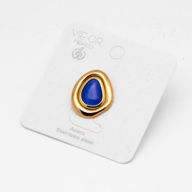 ANILLO ZO13021R DORADO AZULON Acero Inxidable A29