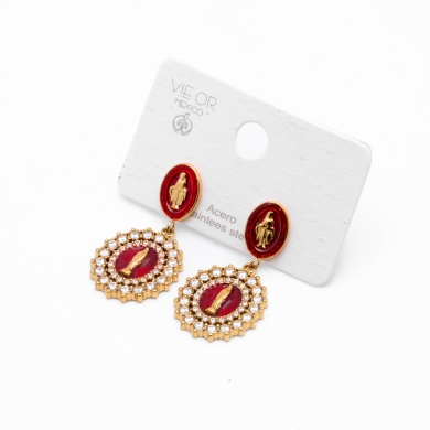 ARETES ZO13347E DORADO ROJO Acero Inoxidable G36