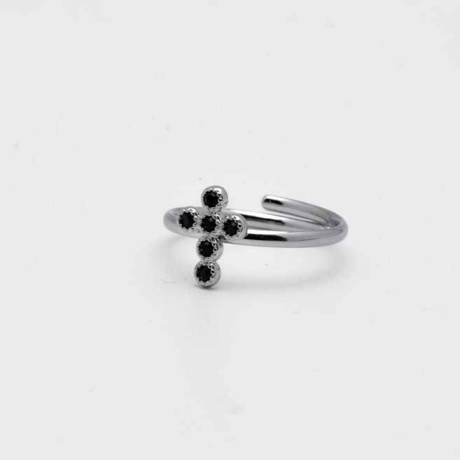 ANILLO ZO14953R PLATEADO NEGRO Acero Inxidable A42