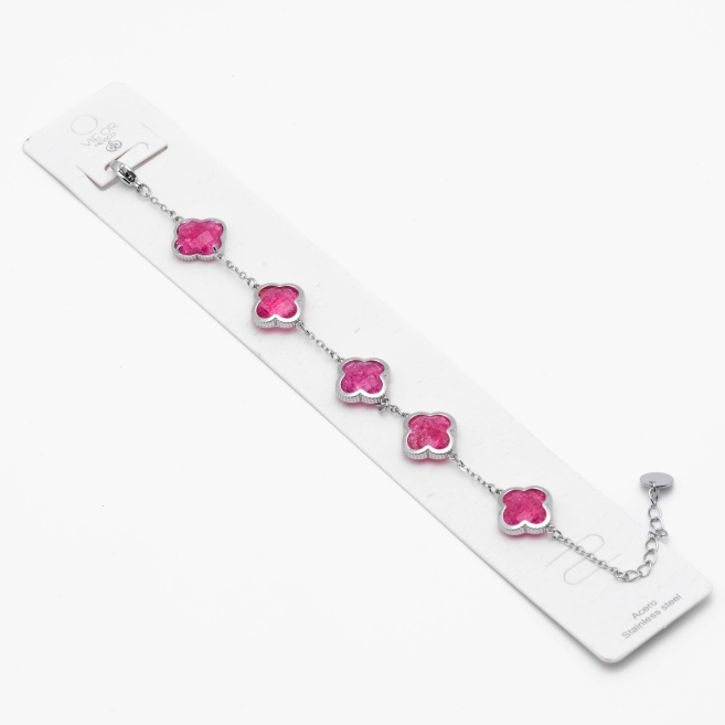 PULSERA ZO13946B PLATEADO FUXIA Acero Inxidable 2B59