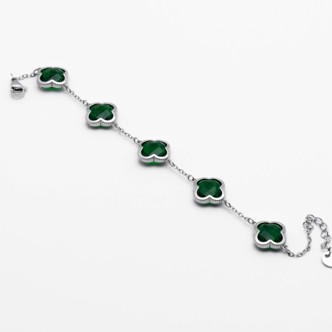PULSERA ZO13946B PLATEADO VERDE Acero Inxidable 2B59