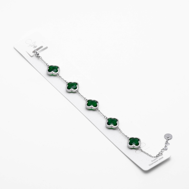 PULSERA ZO13946B PLATEADO VERDE Acero Inxidable 2B59