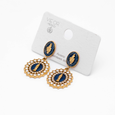 ARETES ZO13347E DORADO AZUL Acero Inoxidable G36