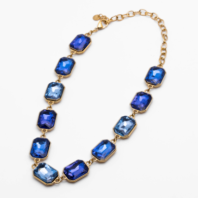 COLLAR ZO13850N DORADO AZUL Acero Inoxidable E46