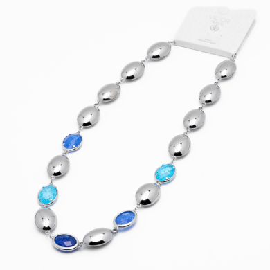 COLLAR ZO13945N PLATEADO AZUL Acero Inoxidable E58
