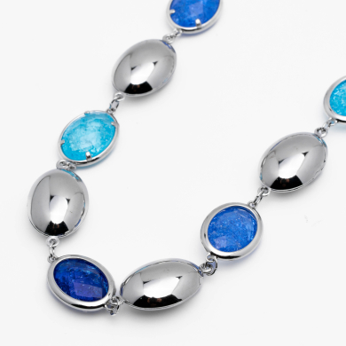 COLLAR ZO13945N PLATEADO AZUL Acero Inoxidable E58