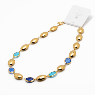 COLLAR ZO13945N DORADO AZUL Acero Inoxidable E58