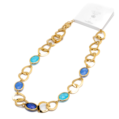 COLLAR ZO13941N DORADO AZUL Acero Inxidable 2D58