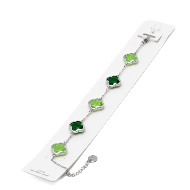 PULSERA ZO13946B PLATEADO VERDE Acero Inxidable 2B510