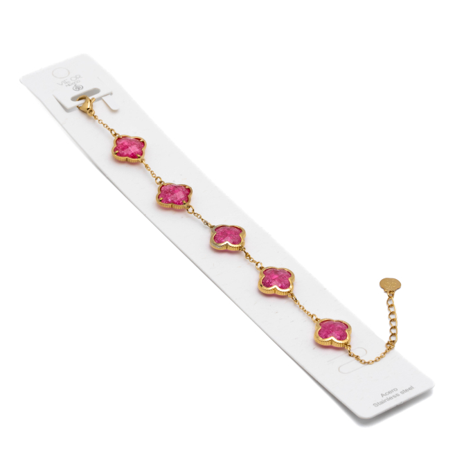 PULSERA ZO13946B DORADO FUXIA Acero Inxidable 2B59