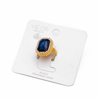 ANILLO ZO14074R DORADO AZUL Acero Inoxidable A13