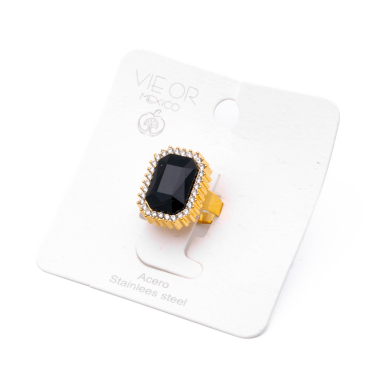 ANILLO ZO14074R DORADO NRGRO Acero Inoxidable A13