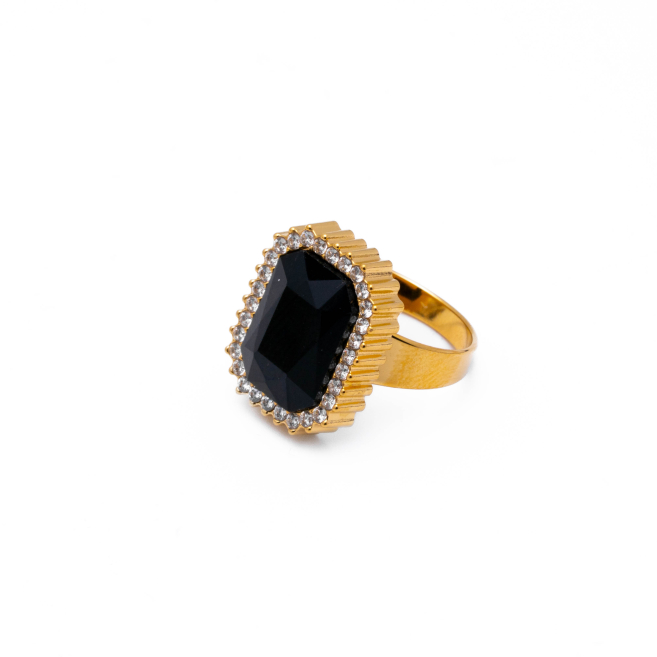ANILLO ZO14074R DORADO NRGRO Acero Inoxidable A13