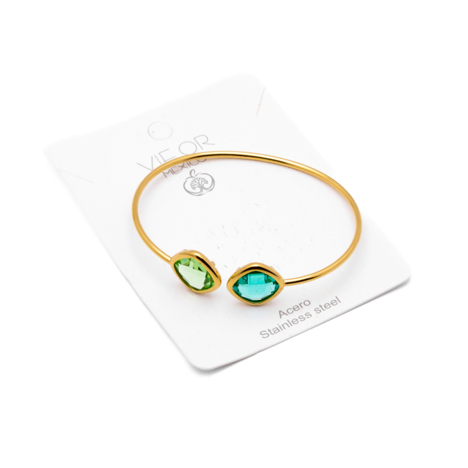 BRAZALETE ZO14493B DORADO VERDE Acero Inxidable 2C22