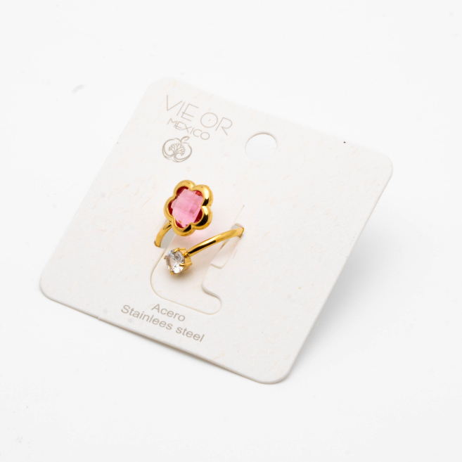 ANILLO ZO14521R/10MM DORADO FUXIA Acero Inxidable A29