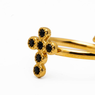 ANILLO ZO14953R DORADO NEGRO Acero Inxidable A42