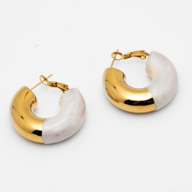 ARETES ZO13244E DORADO BLANCO Acero Inxidable F34