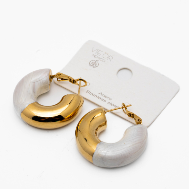 ARETES ZO13244E DORADO BLANCO Acero Inxidable F34